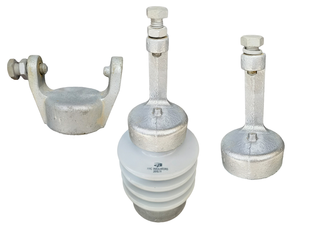 Insulator Porselen Pos Garis Abu-abu Muda ANSI