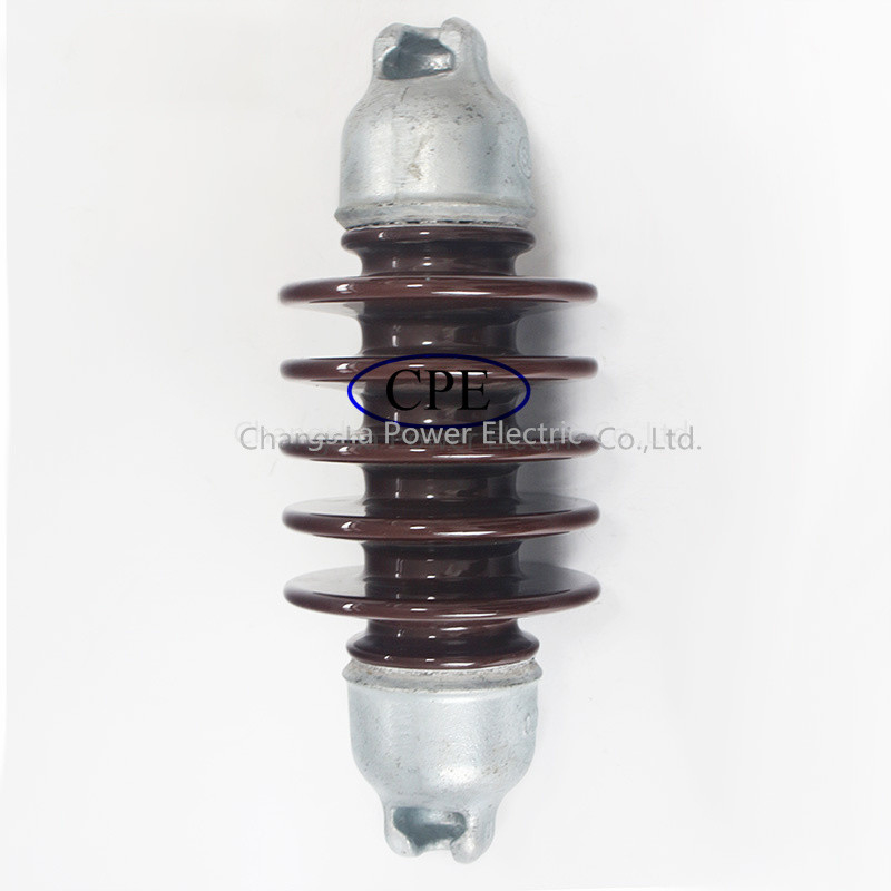Garis Tegangan Tinggi Insulator Suspensi Porselen Batang Panjang Coklat